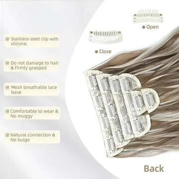 FLIACE Hair Extensions Clip ins, 6 PCS Wavy Extensions, Light Brown&Ash Blonde Thick Hairpieces, Blends Well Hair Extensions (20Inch, 6PCS, Light Brown&Ash Blonde)