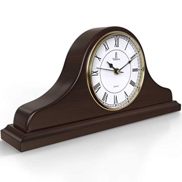Mantel Clock Battery Operated - Wooden Mantle Clock for Living Room Decor Above Fireplace Mantel, Of...