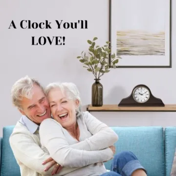 Mantel Clock Battery Operated - Wooden Mantle Clock for Living Room Decor Above Fireplace Mantel, Office, Shelf & Home Décor Gift 15x7.5 - Silent Wood Mantel Clock for Living Room Table - Easy to Read