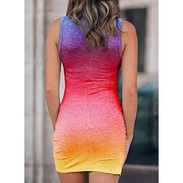Acelitt Women's Ladies Sexy Sleeveless Tie Dye Cut Out Twist Front Bodycon Dress Wrap Slim Fit Basic...