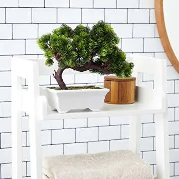 Juvale Artificial Fake Bonsai Tree for Office Desk, Potted Japanese Pine for Bookshelf Decoration, Home Decor (10 x 9 in)