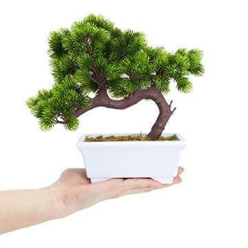 Juvale Artificial Fake Bonsai Tree for Office Desk, Potted Japanese Pine for Bookshelf Decoration, Home Decor (10 x 9 in)