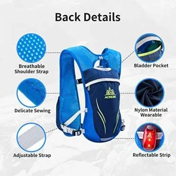 AONIJIE 5.5L Running Hydration Vest Pack with 6 Safety Pockets Adjustable & Lightweight Hydration Backpack for Marathon Race Hiking Cycling (Grey