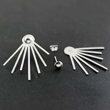 Emmanuela Edgy Ear Jacket Earrings Handmade from Sterling Silver Elegant Double Sided Earrings with Spikes Statement Jewelry Valentine's Day Gift for Her