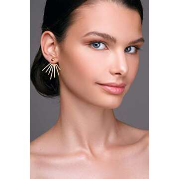 Emmanuela Edgy Ear Jacket Earrings Handmade from Sterling Silver Elegant Double Sided Earrings with Spikes Statement Jewelry Valentine's Day Gift for Her