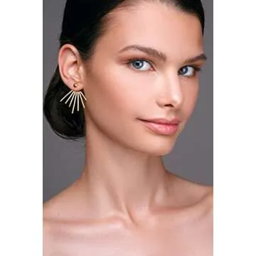 Emmanuela Edgy Ear Jacket Earrings Handmade from Sterling Silver Elegant Double Sided Earrings with Spikes Statement Jewelry Valentine's Day Gift for Her