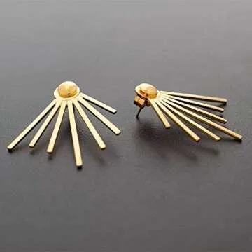 Emmanuela Edgy Ear Jacket Earrings Handmade from Sterling Silver Elegant Double Sided Earrings with Spikes Statement Jewelry Valentine's Day Gift for Her