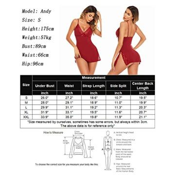 Avidlove Women's Sleepwear Sexy Nightgown for Women Nighty Lingerie Sleepwear Nightwear Wine Red S