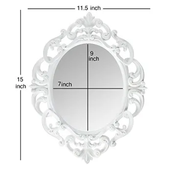 Kole Imports Vintage Wall Mirror Elegant White Decor