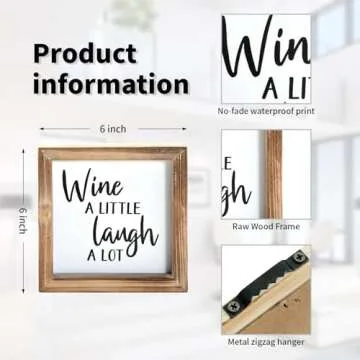 Charming MACVAD Rustic Wood Wine Sign for Home Decor