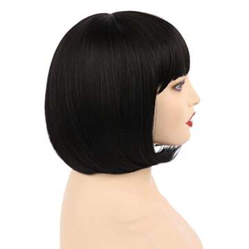 Onedor 10" Short Straight Hair Flapper Cosplay Costume Bob Wig (4#-Dark Brown)