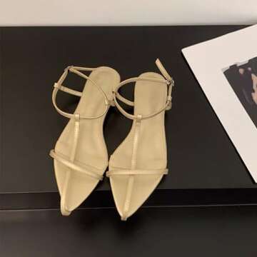 Mtzyoa Women Flat Sandals Gold 6 Pointed Toe Ladies Summer Dressy Casual Vacation Bohemian Cute Leat...