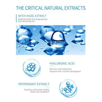 +WIS+ Natural Hydrating Moisturizing Face Mask 20 Sheets for Men, Oil Control, Shrink Pores, Acne Treatment, Anti Aging, Hydrolyzed Collagen Facial Sheet Mask, Vitamin C & E, After Shave Treatment