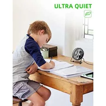 xasla 4 Inch Small USB Desk Fan, Mini Quiet Fan with Metal Construction & Strong Airflow & 360°Adjustable Tilt Angle, Personal Cooling Fan for Desktop Office (Black)…