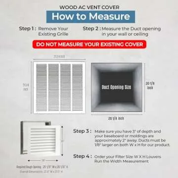 Worth Home Products - 14 Wide x 25 High Vertical Decorative AC Return for Walls Only - Wood Louvered Design - Primed White Vent Cover - Holds 14x25x1 Air Filter - Easy DIY Install Cold Air Intake