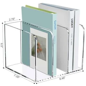 Acrylic Magazine Holder Desk Organizer Workspace Sorters，Clear Bookend File Sorter Holder，Folder...