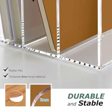Acrylic Magazine Holder Desk Organizer Workspace Sorters，Clear Bookend File Sorter Holder，Folder Rack, Office Accessories Organization Storage with 3 Vertical Compartments