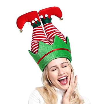 ADJOY Funny Christmas Party Hat - Elf Pants Santa Hat for Christmas Ugly Sweater Party