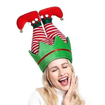 ADJOY Funny Christmas Party Hat - Elf Pants Santa Hat for Christmas Ugly Sweater Party