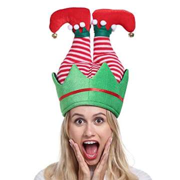 ADJOY Funny Christmas Party Hat - Elf Pants Santa Hat for Christmas Ugly Sweater Party