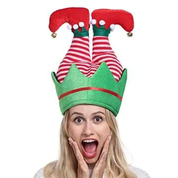 ADJOY Funny Christmas Party Hat - Elf Pants Santa Hat for Christmas Ugly Sweater Party