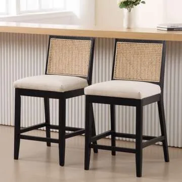 Stylish BESTANO Rattan Counter Stools Set of 2 | 26"