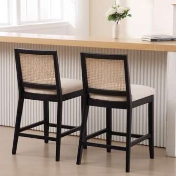 Stylish BESTANO Rattan Counter Stools Set of 2 | 26"