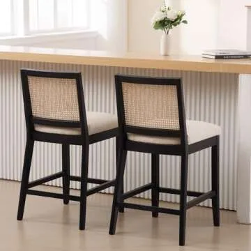 Stylish BESTANO Rattan Counter Stools Set of 2 | 26"