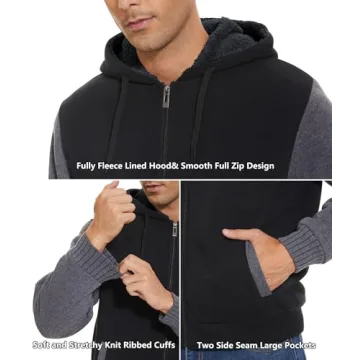 Heavyweight Fleece Zip Up Sherpa Hoodie for Men