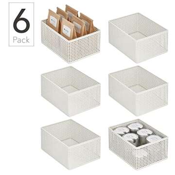 Nate Home by Nate Berkus Perforated Metal Bin | Essential for Kitchen Cabinet or Pantry Organization and Storage from mDesign - Set of 6, White