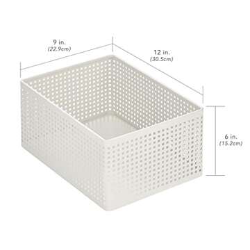 Nate Home by Nate Berkus Perforated Metal Bin | Essential for Kitchen Cabinet or Pantry Organization and Storage from mDesign - Set of 6, White