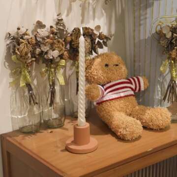 Koyal Wholesale Matte Terracotta Ceramic Taper Candle Holders with Glass Hurricane Shades, Terracott...