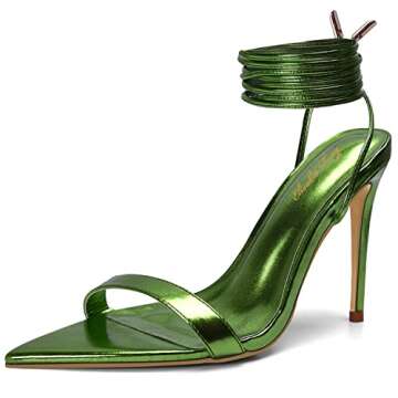 Elisabet Tang Women Lace Up Heels Sandals - Sexy 4.3 Inch Strappy Stiletto Pointed Toe Heels for Par...