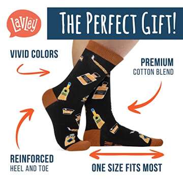 Lavley Fun and Funny Socks for Adults - Colorful Novelty Gifts for Men, Women, & Teens - Crew Length...
