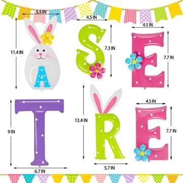 Lulu Home Easter Yard Sign, 6 Pieces Metal Easter Bunny Garden Stakes, Adorable Colorful Easter Spel...
