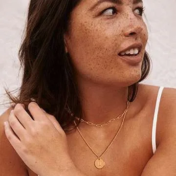 Fettero Layered Gold Necklace Set with Initial Pendant