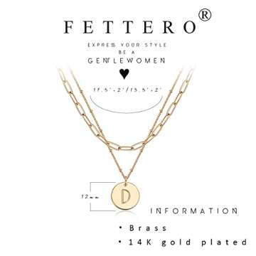 Fettero Layered Gold Necklace Set with Initial Pendant