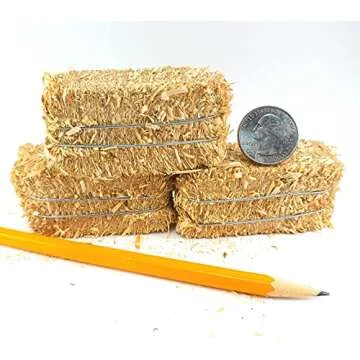 Meyer Imports Mini Hay Bales - Small - (Pack of 6) Small Decorative Hay – for Craft/Dollhouse/Farm/Halloween/Table Decoration - 2.5 x 1 Inches Each