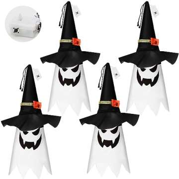 Halloween Decorations Glowing Ghost Witch Hat String Lights - Indoor/Outdoor Hanging Decor for Home,...