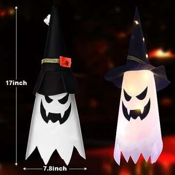 Glowing Ghost Witch Hat Halloween String Lights