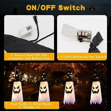 Glowing Ghost Witch Hat Halloween String Lights
