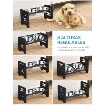 Vantic Adjustable Elevated Dog Bowls with Stainless Steel Dishes