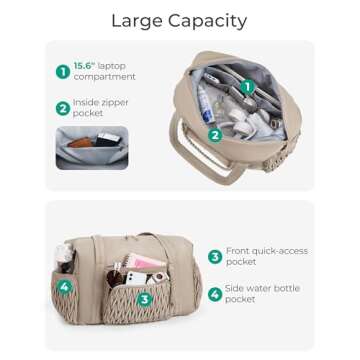 BAGSMART Travel Duffel Bag, Quilted Weekender Bags for Women, Overnight Gym Bag Carry on Duffle Bag for Travel, Pink