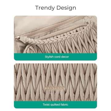 BAGSMART Travel Duffel Bag, Quilted Weekender Bags for Women, Overnight Gym Bag Carry on Duffle Bag for Travel, Pink