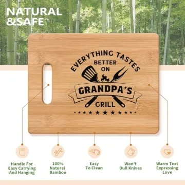 GiftyTrove Gifts for Grandpa, Best Grandpa Christmas Gifts - Personalized Bamboo Cutting Board Gift for Grandpa Grandfather Papa, Cool Fathers Day, Christmas or Birthday Gifts for Grandpa