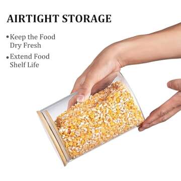 YMMIND Glass Food Storage Jars Set of 4 with Bamboo Lid Airtight Glass Storage Canister, Cylindrical Kitchen Clear Food Storage Container Jar, for Pasta, Coffee, Cookies, Nuts, Cereal, Oats, Flour