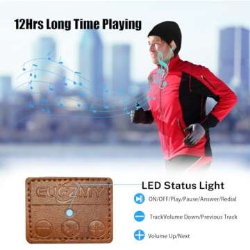 Euezmy Bluetooth Beanie for Men, Bluetooth Hat Beanie with Headphones, Winter Knit Music Hat Beanie, Things for Men, Xmas Gifts for Men Women Dad Husband, Black