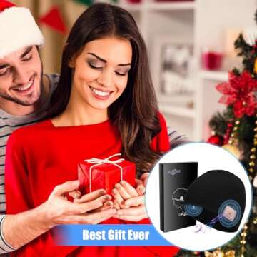 Euezmy Bluetooth Beanie for Men, Bluetooth Hat Beanie with Headphones, Winter Knit Music Hat Beanie, Things for Men, Xmas Gifts for Men Women Dad Husband, Black
