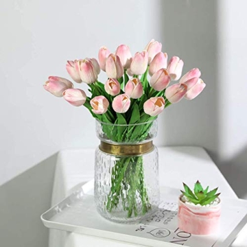 FLORRALIA Pink Fake Tulips - 24 Pcs Artificial Flowers for Home Decor