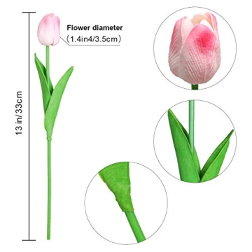 FLORRALIA Pink Fake Tulips - 24 Pcs Artificial Flowers for Home Decor